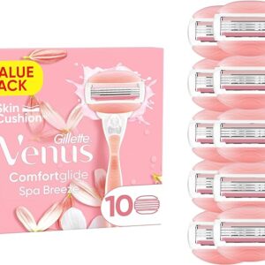 Gillette Venus Comfortglide Spa Breeze Women's Razor Blade Refills, Pack of 10, 3 Built-in Blades for a Smooth, Close Shave That Lasts